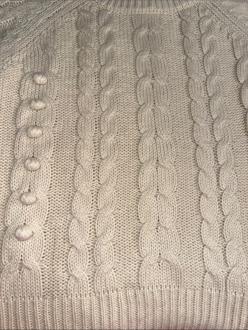Pink Diamond Textured Chunky Knit Crewneck Sweater - Ivory/Cream - Picture 15 of 15